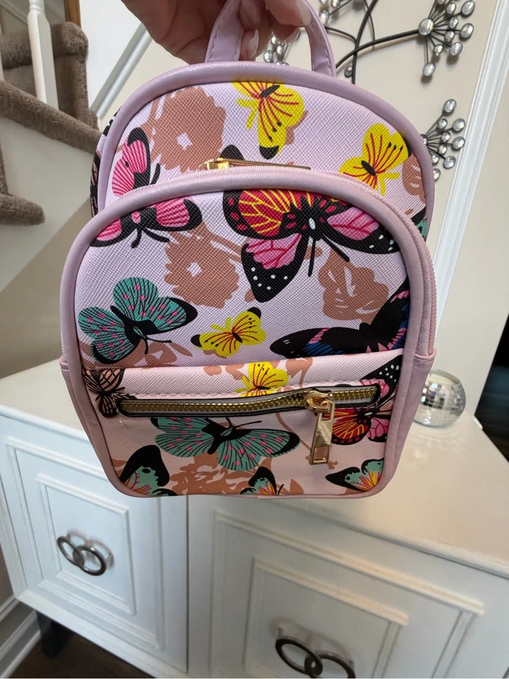 Butterfly Print Mini Backpack - Pink